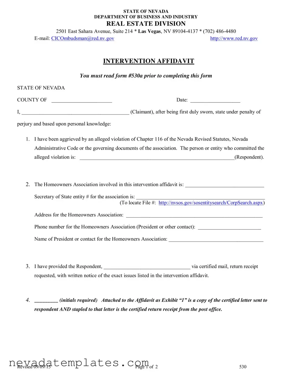 Fill in Your Nevada 530 Form