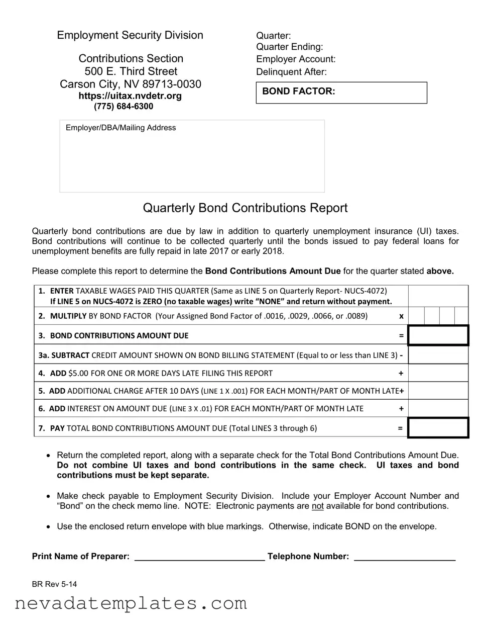 Fill in Your Nevada Employment Security Division Form
