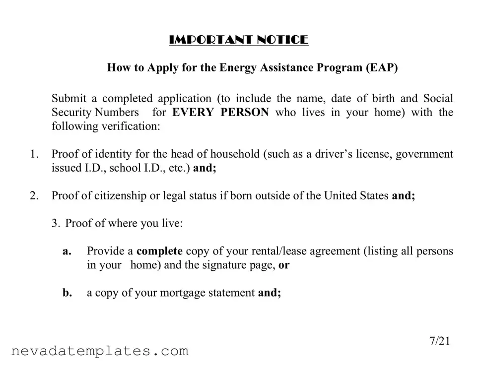 Fill in Your Nevada Energy Assistance Form