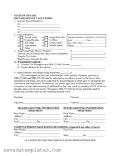 Fill in Your Nevada Declaration Of Value Form