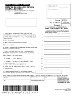 Fill in Your Nevada Modified Tax Return Form