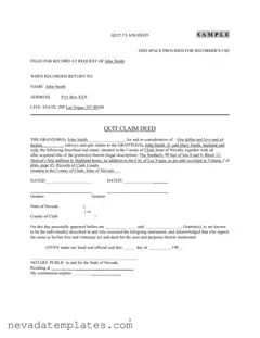 Fill in Your Nevada Quit Claim Form