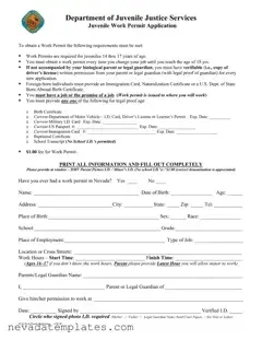Fill in Your Nevada Work Permit Application Form