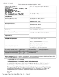 Fill in Your Universal Referral Nevada Form