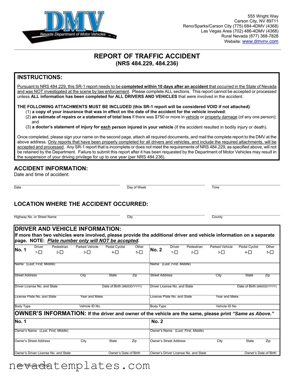 Fill in Your Sr1 Nevada Form